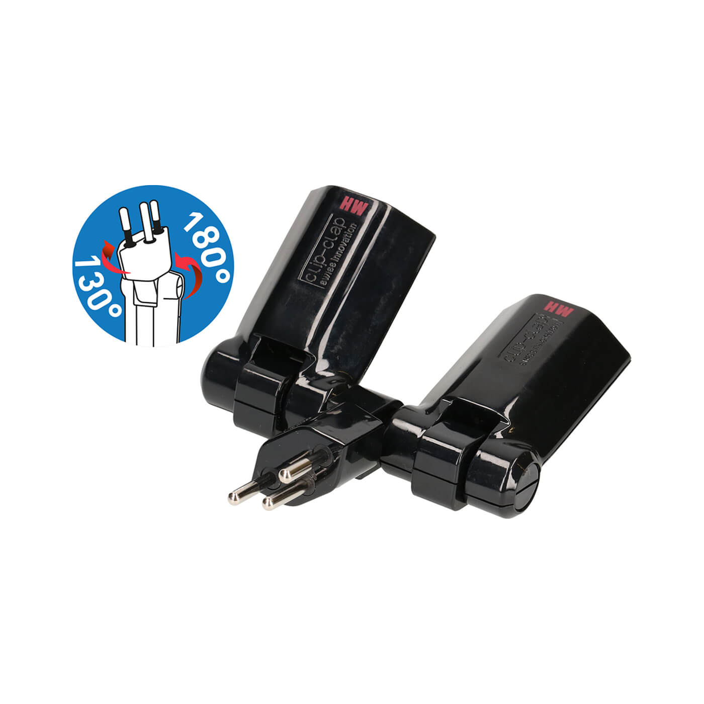 Mehrfachstecker Clip-Clap 2x Typ13 3-polig schwarz