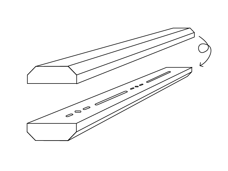 Deckenbaldachin ungebohrt Metall 195x7x2,5cm
