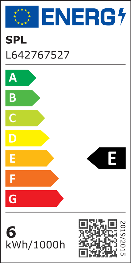 Energielabel LED GU10 MR16 Glas 50x55mm 230V 675Lm 6W27000K Dimmbar