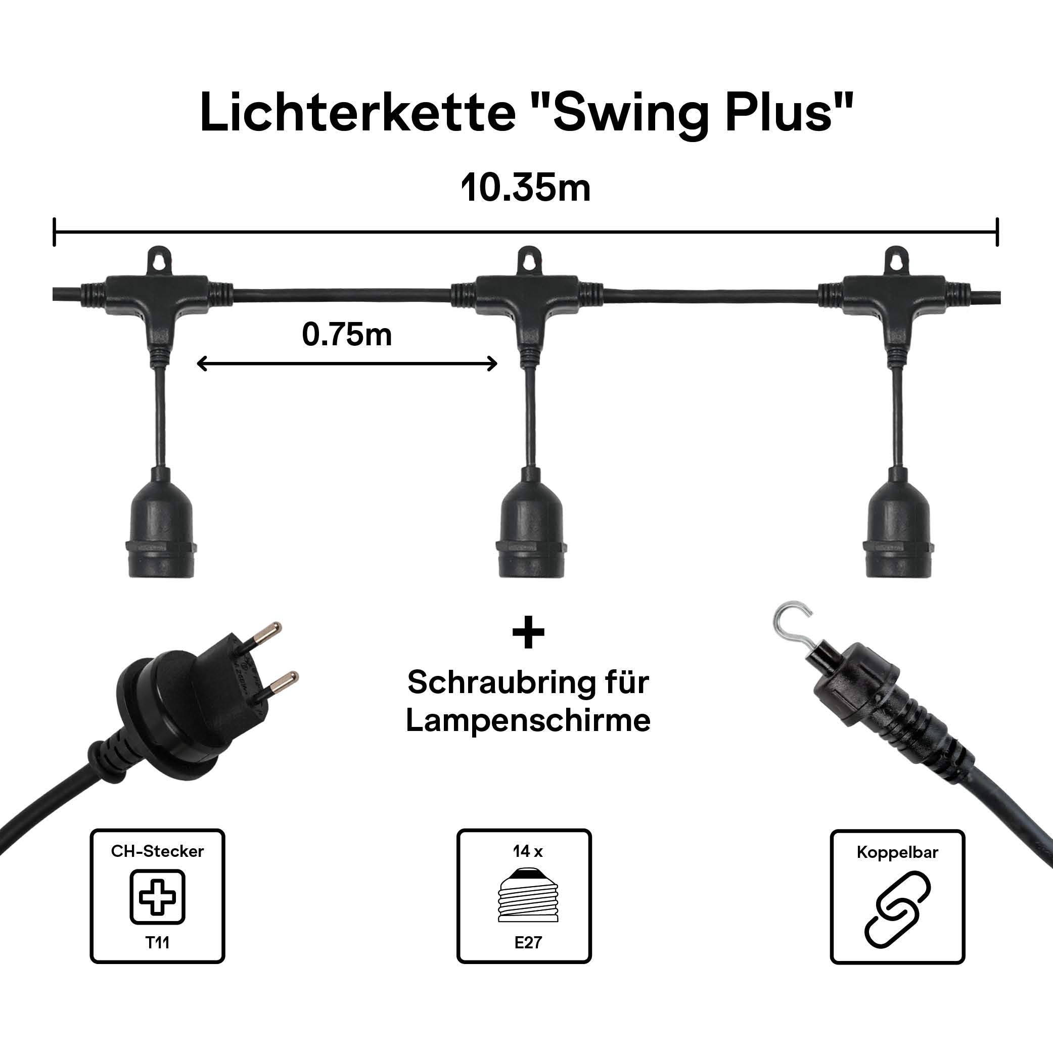 Lichterkette Modular "Swing Plus" 10,35m für Lampenschirm