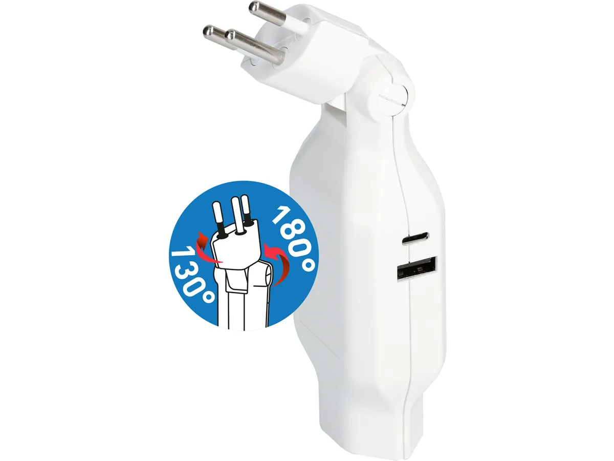 Abzweigstecker clip-clap mit USB-A und USB-C
