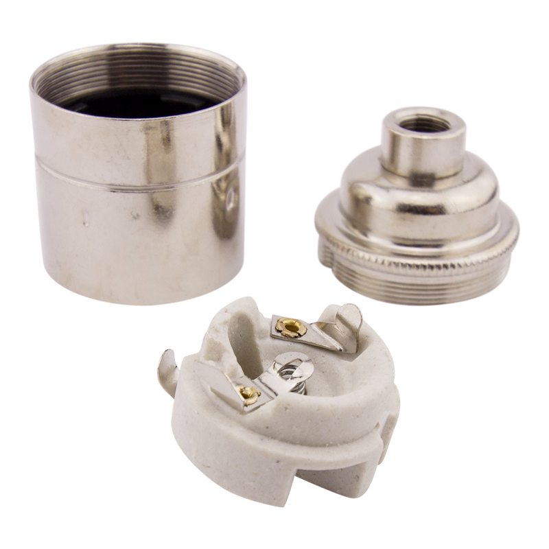 Lampenfassung E27 mit M10x1-Gewinde Nickel