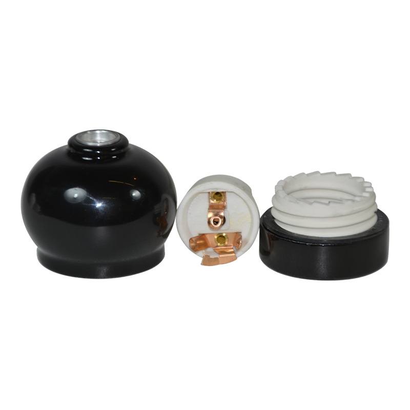 Lampenfassung E27 Porzellan schwarz "Round"