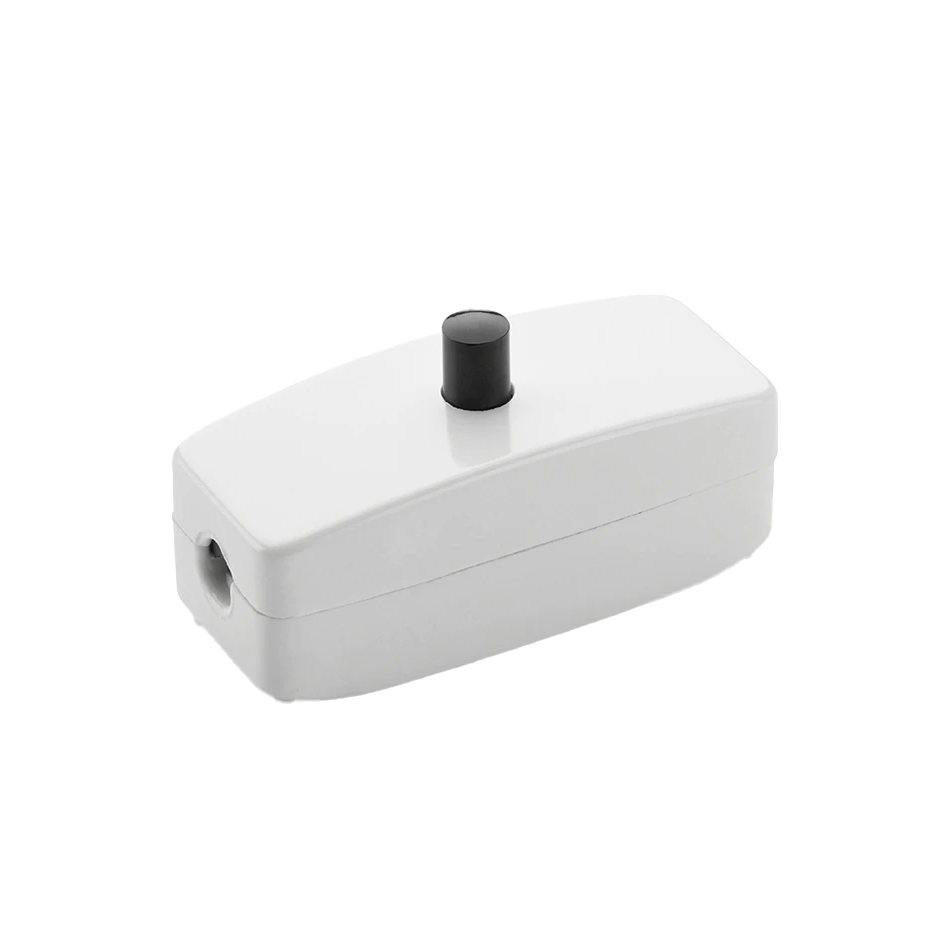 Bakelit Zwischenschalter weiss mit schwarzem Taster
