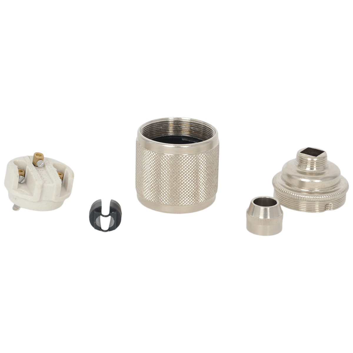 Lampenfassung E27 ohne Stellring gerändelt Nickel
