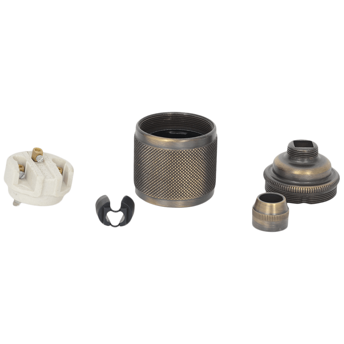 Lampenfassung E27 ohne Stellring gerändelt Brushed Antique
