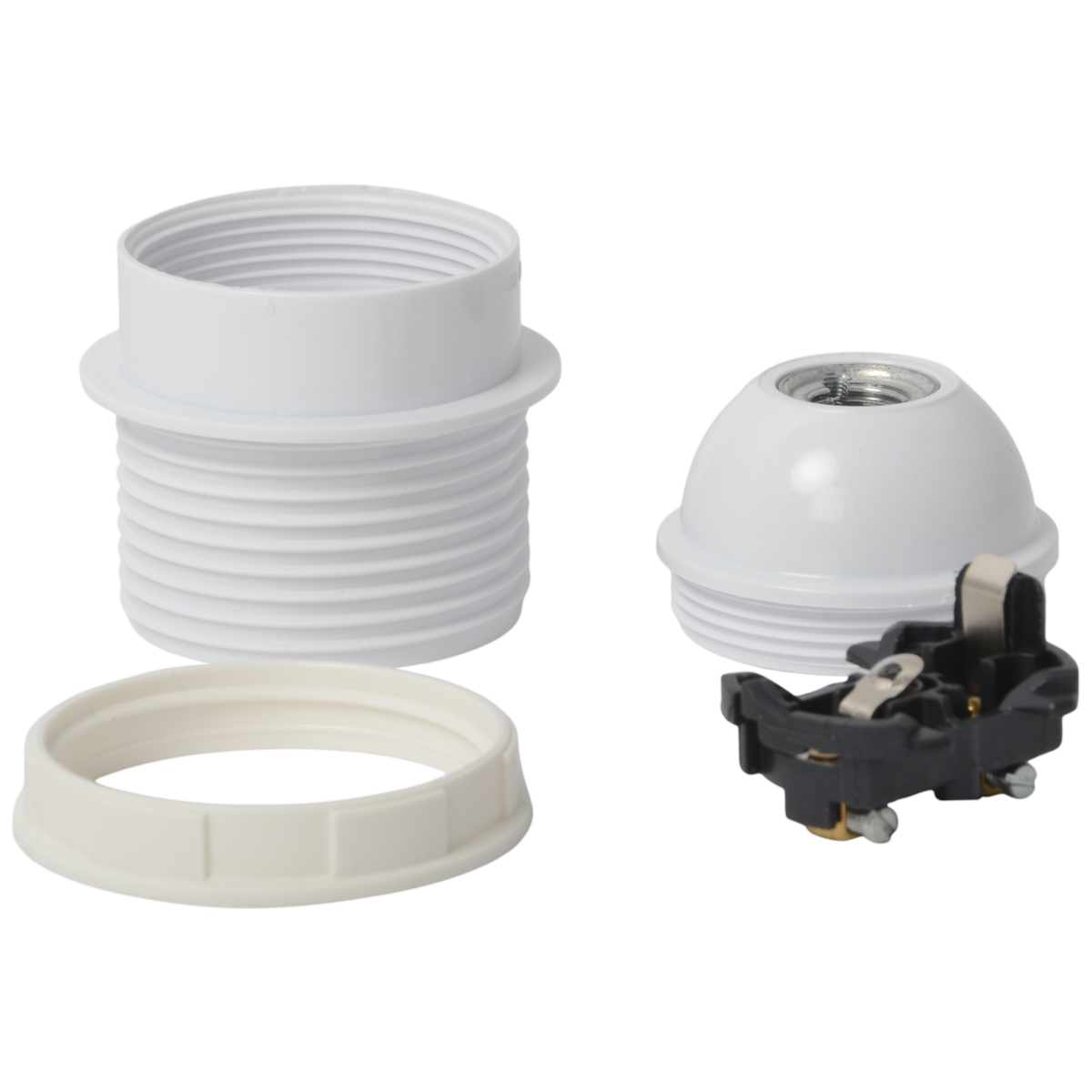 Lampenfassung E27 Thermoplast mit Anschlag Weiss