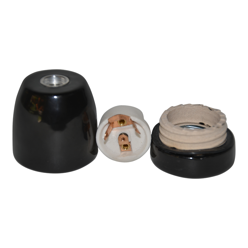 Lampenfassung E27 Porzellan schwarz "Classic"