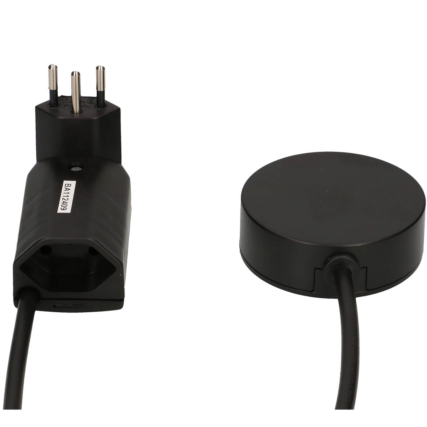 Zwischenstecker Typ12/Typ13 Schwarz mit Schalter