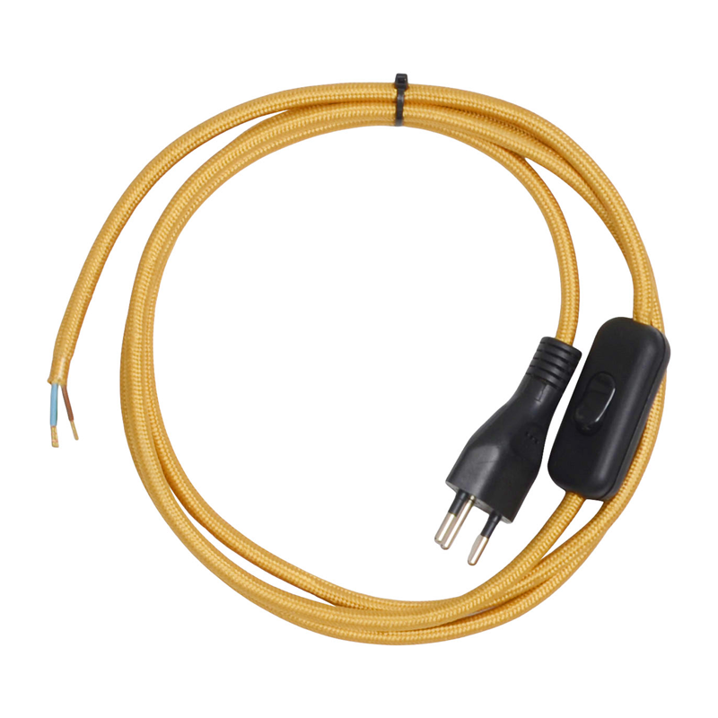 1.8m Anschlusskabel gold mit Wippzwischenschalter