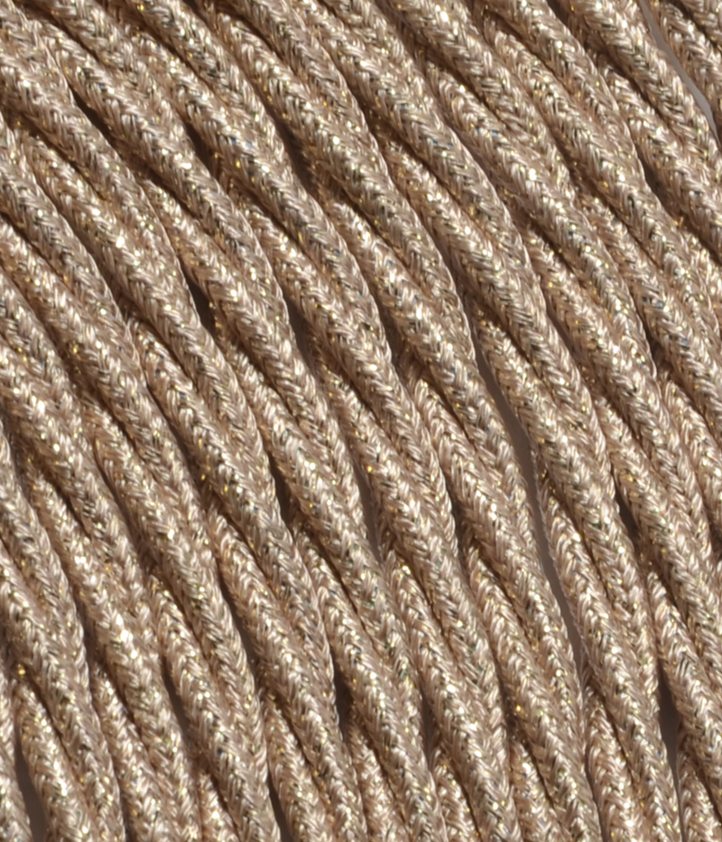 Textilkabel Gold Metallic verdrillt TR458, 3 x 0,75mm²