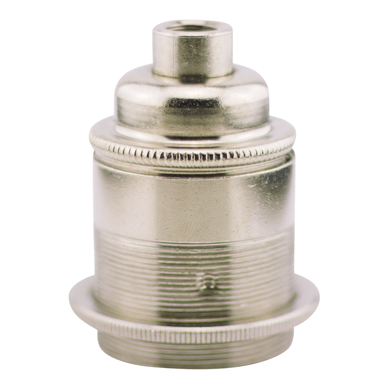 Lampenfassung E27 mit Stellring und M10x1-Innengewinde Nickel