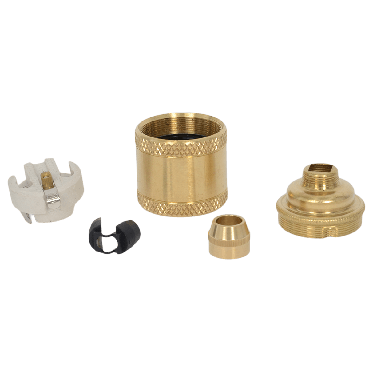 Lampenfassung E27 ohne Stellring teilgerändelt Brass