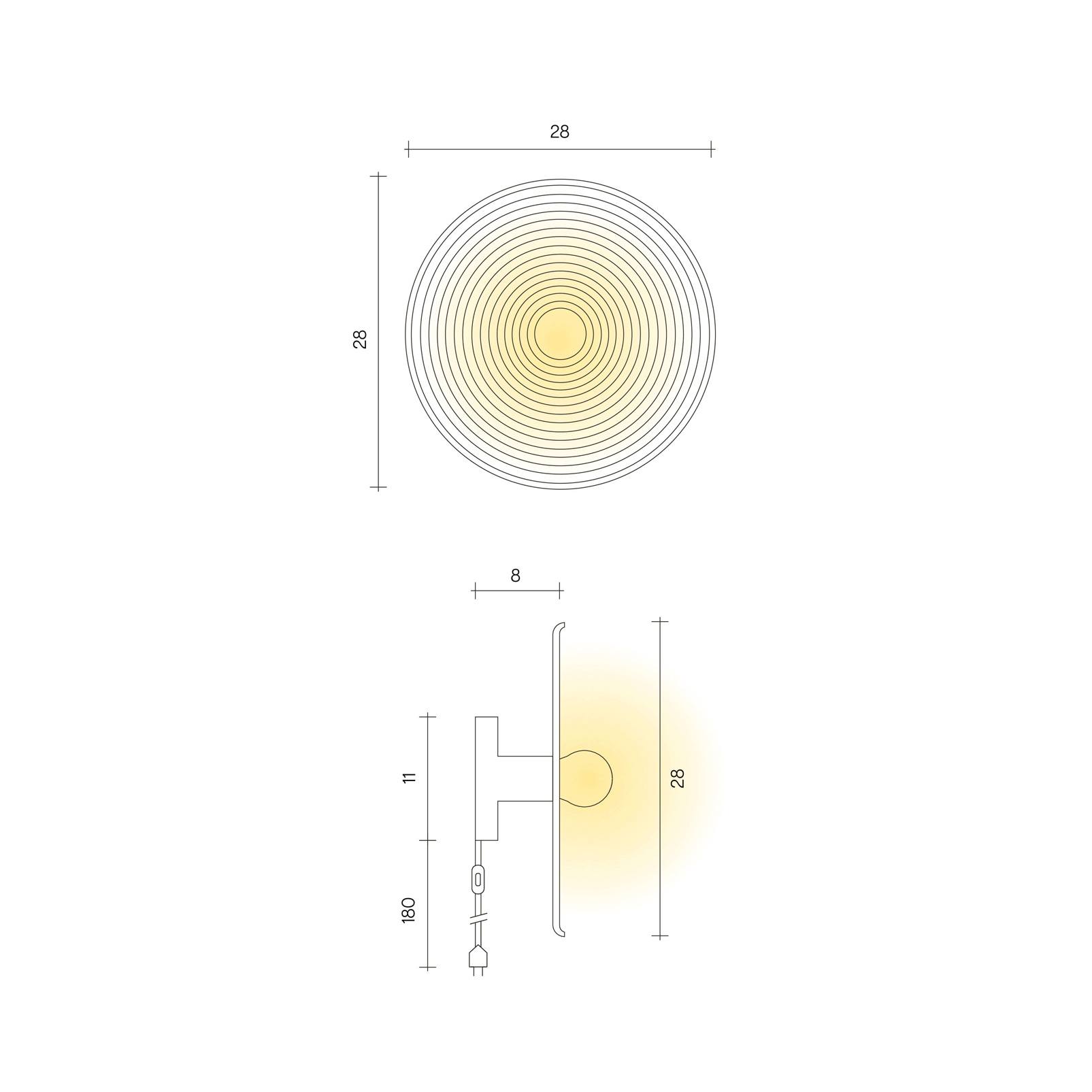 Keramik Wandlampe Callisto mit Anschlusskabel | atelier mond