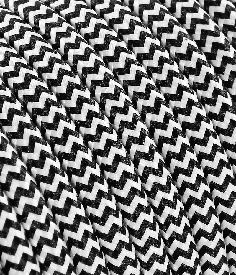 Textilkabel schwarz/weiss "Zick-Zack" TO112, 5 x 0,75mm²