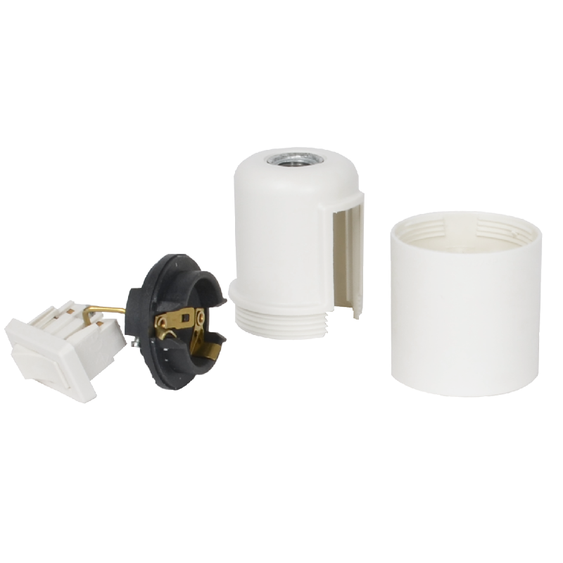 Lampenfassung E27 Thermoplast Weiss matt mit Wippschalter