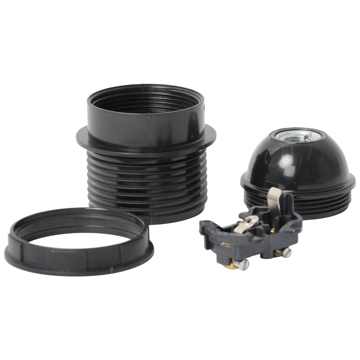 Lampenfassung E27 Thermoplast mit Anschlag Schwarz