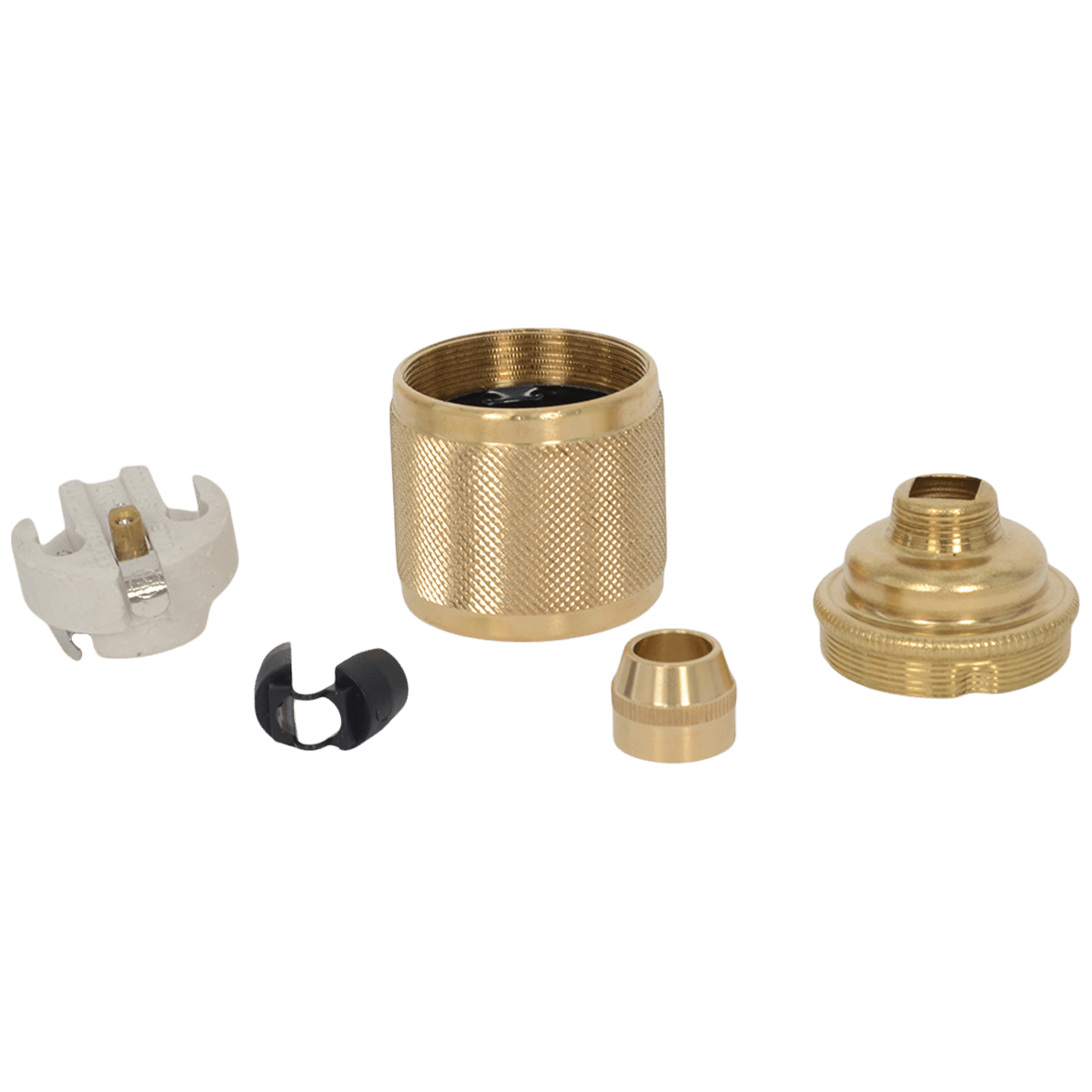 Lampenfassung E27 ohne Stellring gerändelt Brass