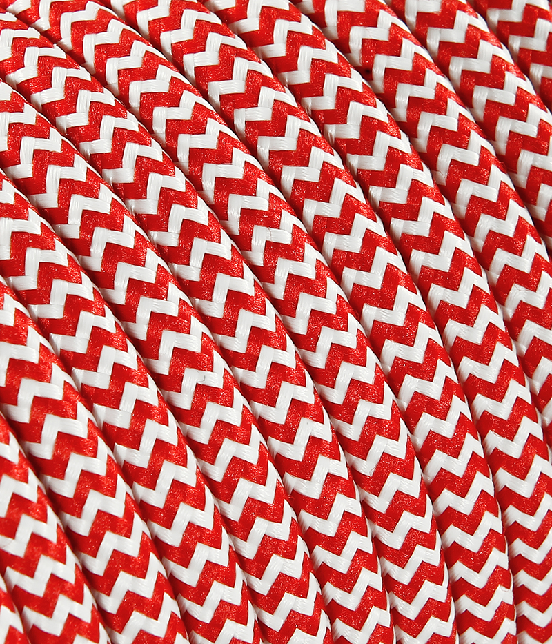 Textilkabel Rot/Weiss "Zick-Zack" TO107, 3 x 0,75mm²