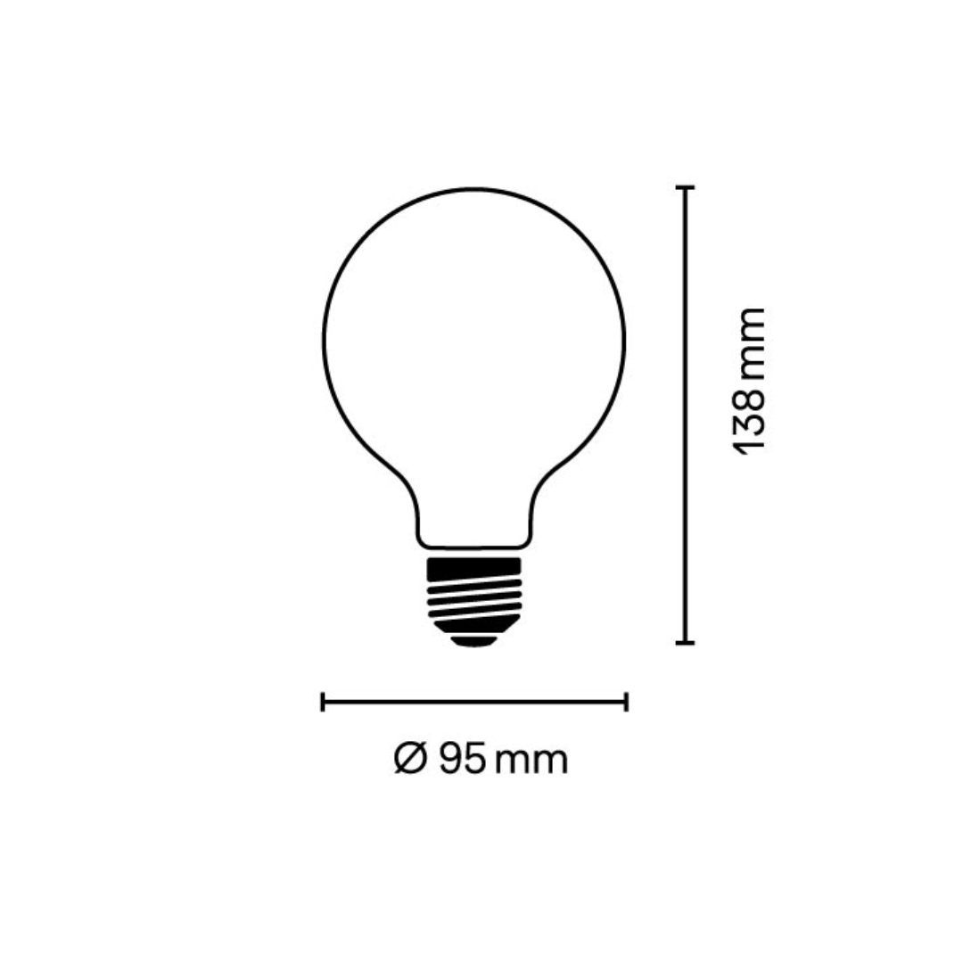 LED-Leuchtmittel G95 Spiegelkopf E27 2700K 780lm Abmessungen