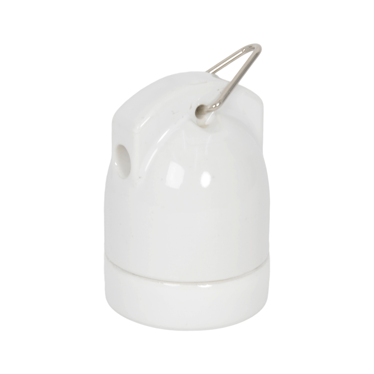 Lampenfassung E27 Porzellan mit Aufhänger Weiss
