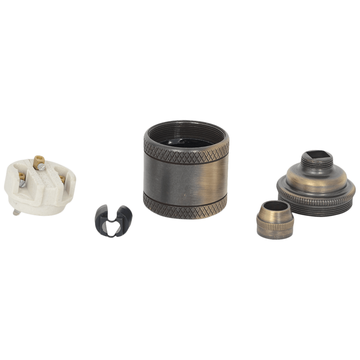 Lampenfassung E27 ohne Stellring teilgerändelt Brushed Antique