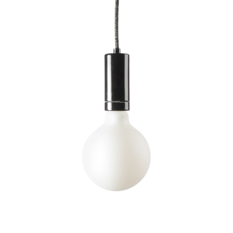 Lampenfassung E27 Porzellan Schwarz "Cilindro"