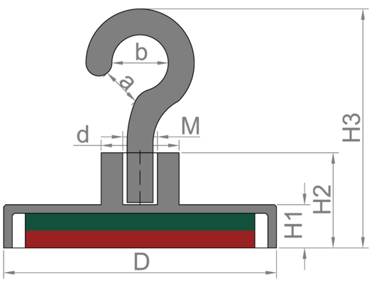 Hakenmagnet schwarz 32mm