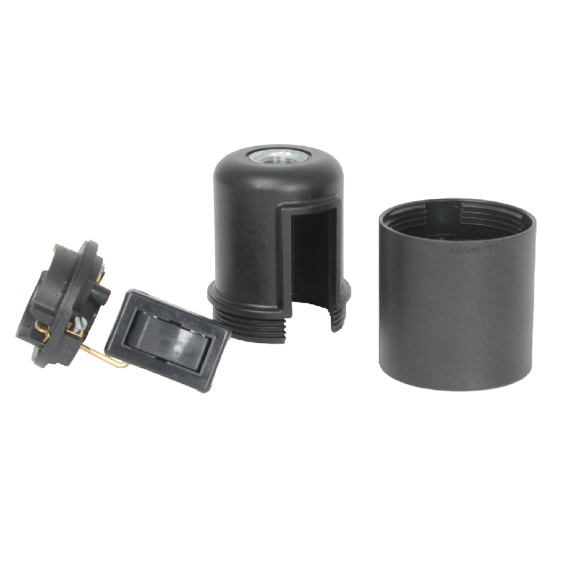 Lampenfassung E27 Thermoplast Schwarz matt mit Wippschalter