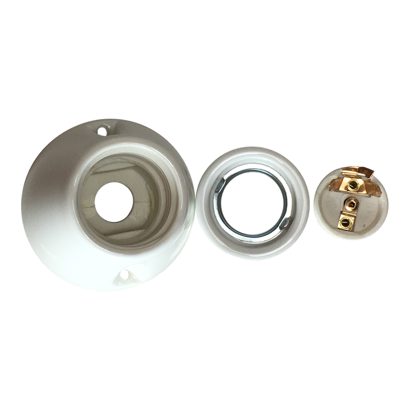 Aufbaufassung E27 Porzellan "schräg" Weiss