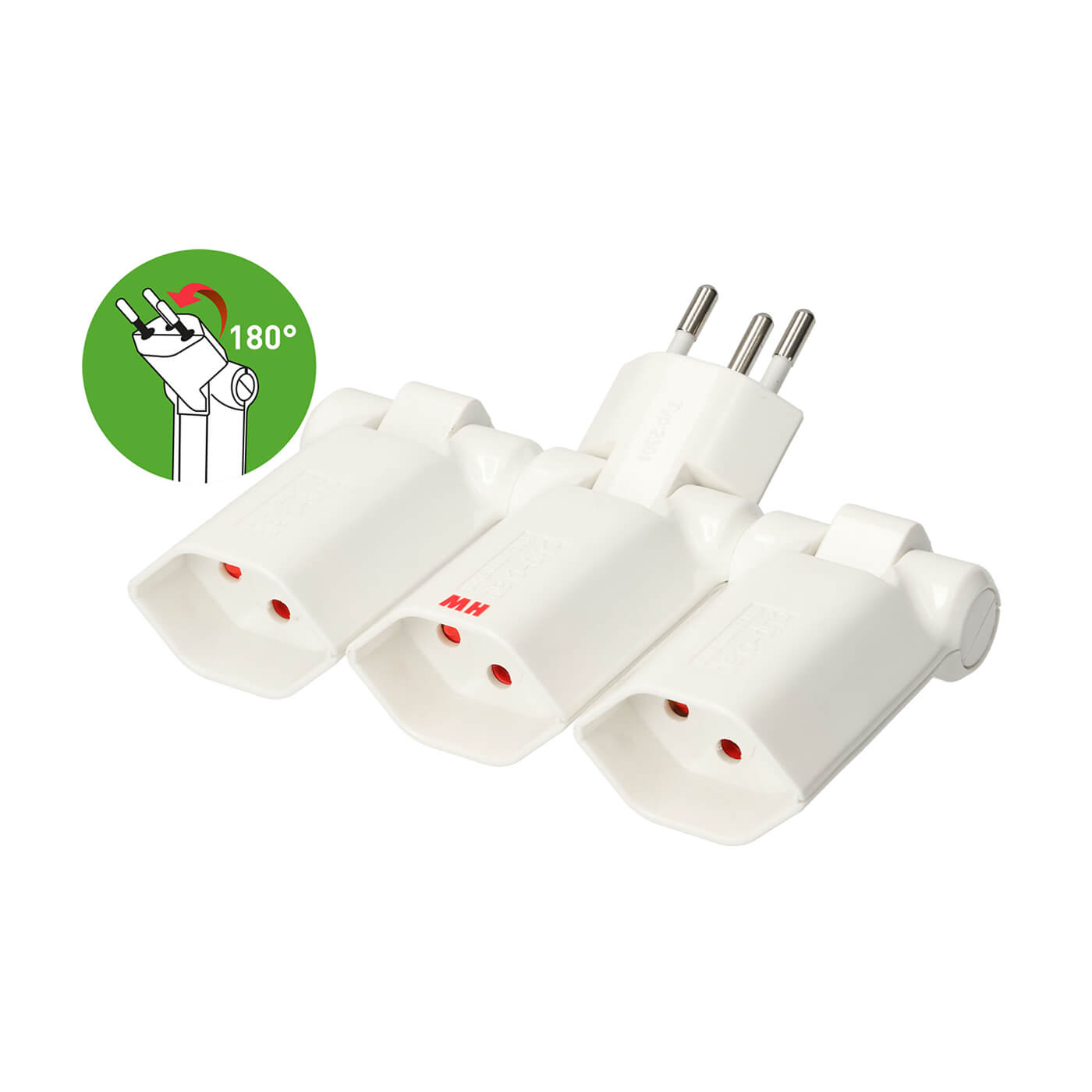 Mehrfachstecker Clip-Clap 3x Typ13 3-polig Weiss