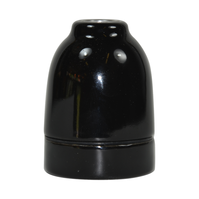 Lampenfassung E27 Porzellan schwarz "High Neck"