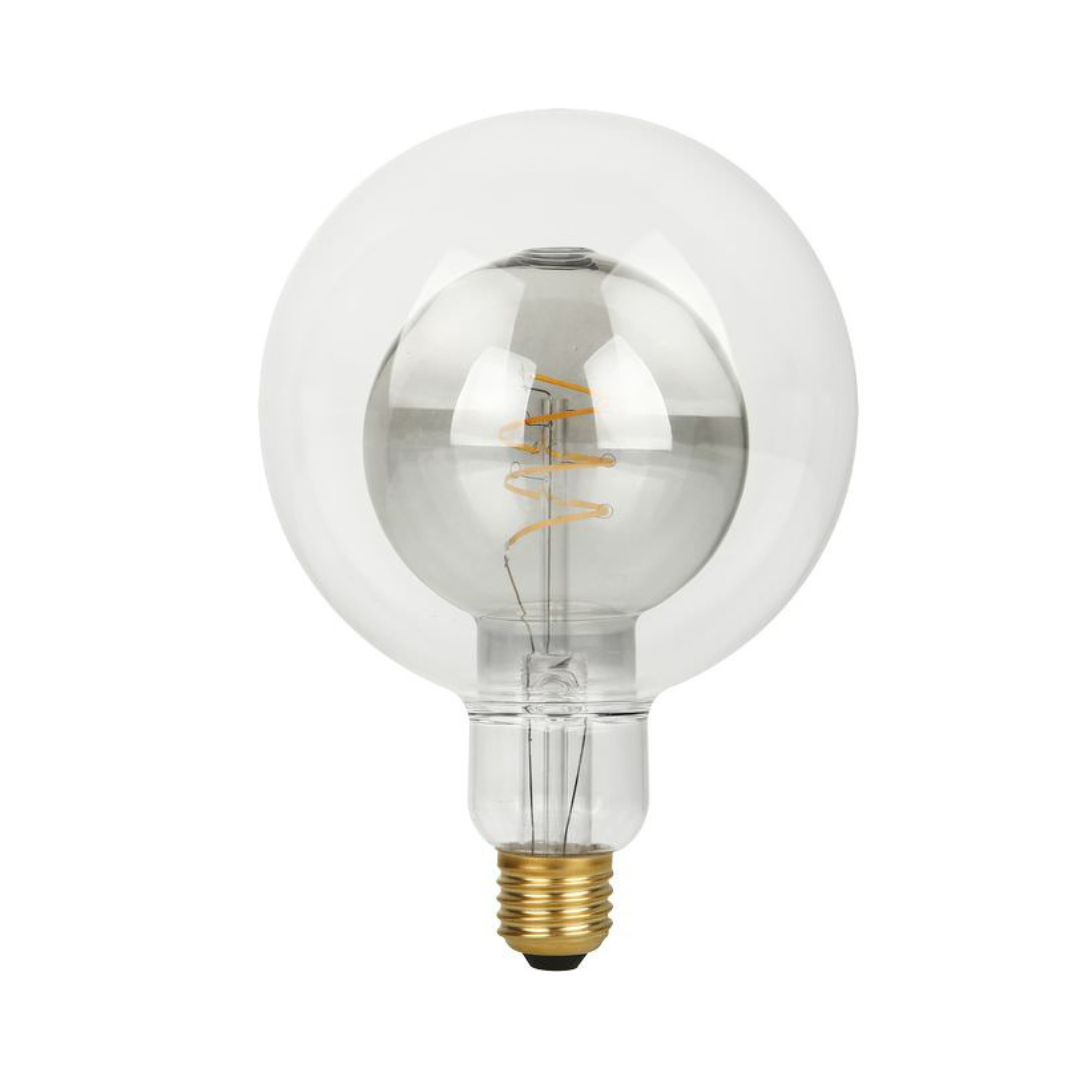 LED E27 Filament Flex Double Globe Dimmbar Klar & Smokey On