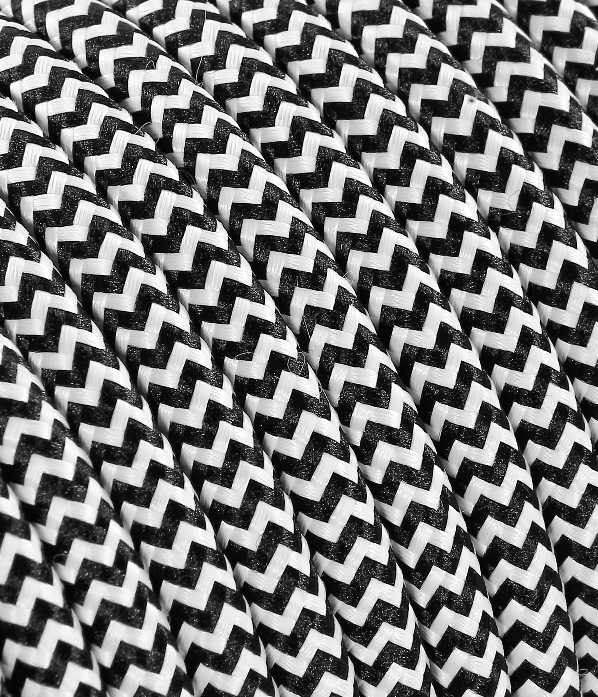 Verlängerungskabel Textil Schwarz/Weiss "Zick-Zack" TO112