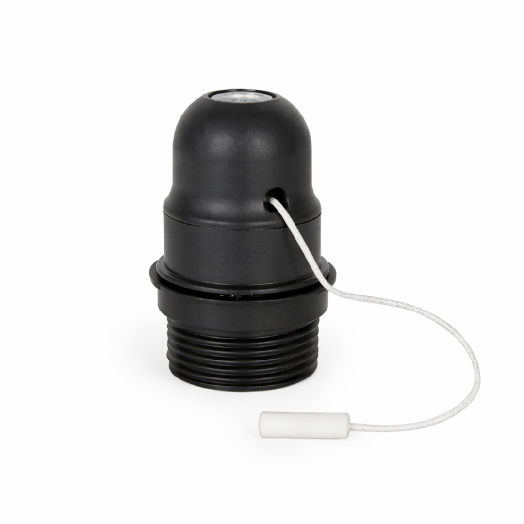 Lampenfassung E27 Thermoplast mit Zugschnur und Anschlag
