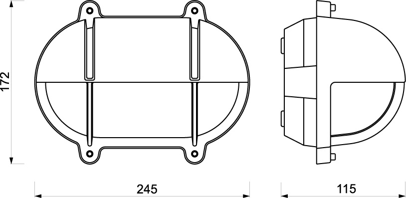 Wandlampe Line Oval Chrome 245x172 E27 | Foresti & Suardi