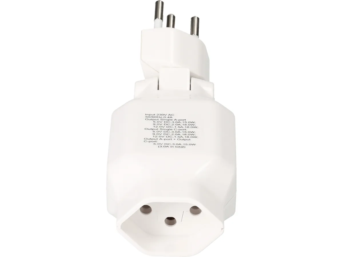 Abzweigstecker clip-clap mit USB-A und USB-C