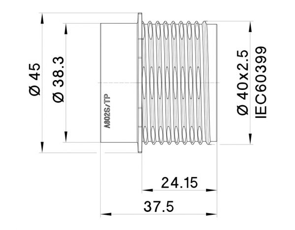 Outer Shell E27 mit Anschlag Kunststoff Schwarz Matt