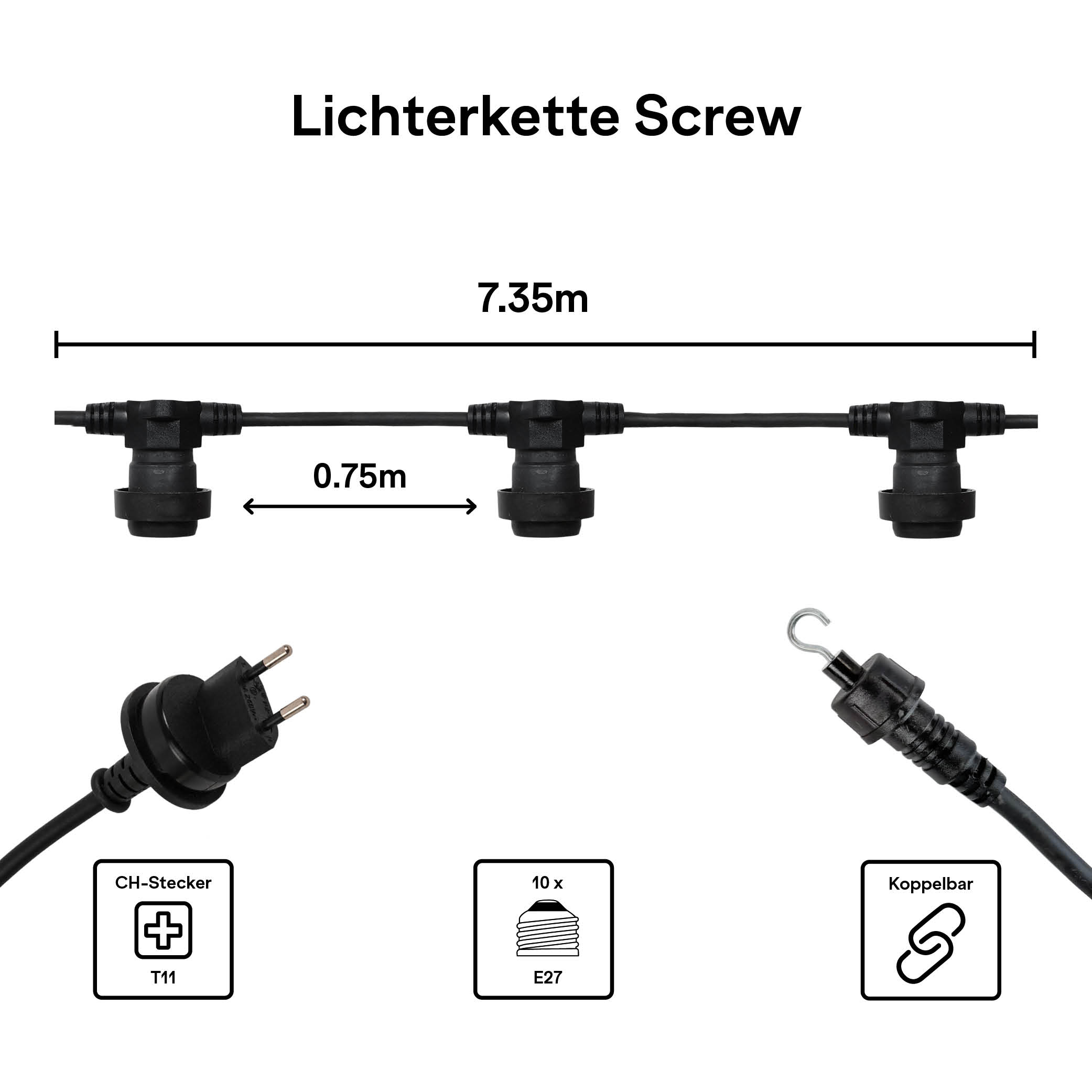 Lichterkette Modular "Screw" 7,35m