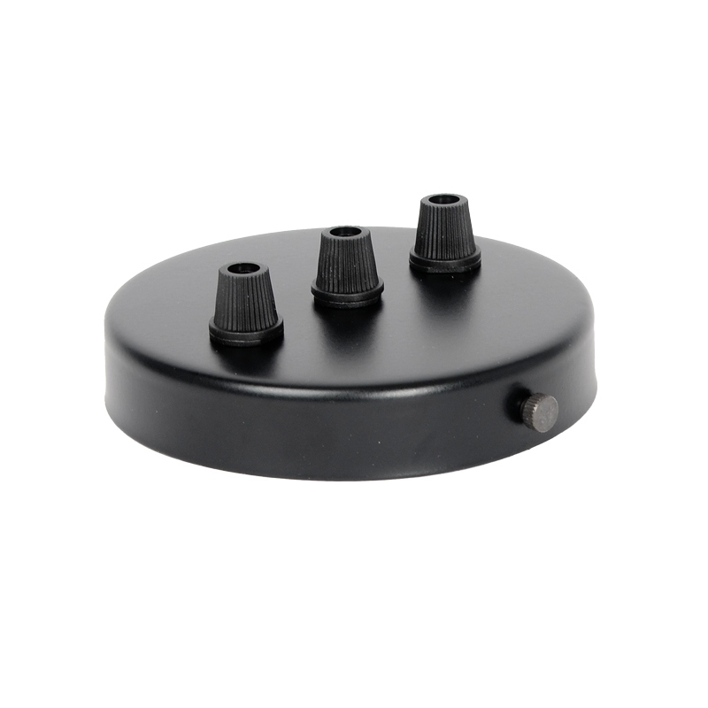 Lampenbaldachin 3-Loch inline Metall Schwarz