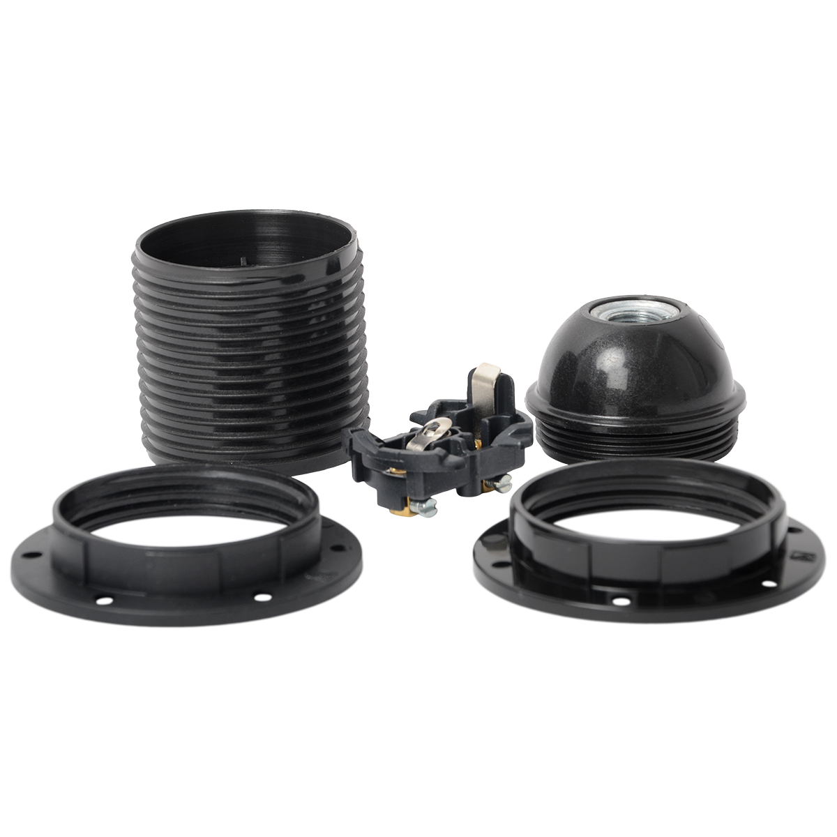 Lampenfassung E27 Thermoplast mit Aussengewinde Schwarz