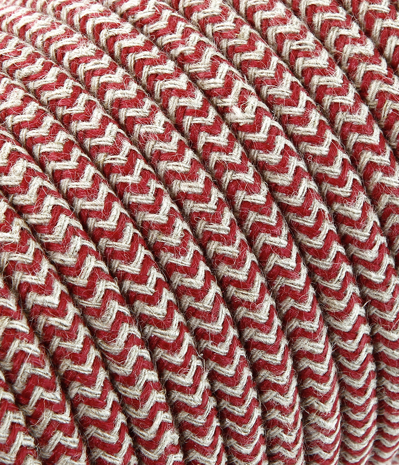 Textilkabel Sabbia/Cherry "Zick-Zack" TO448, 3 x 0,75mm²