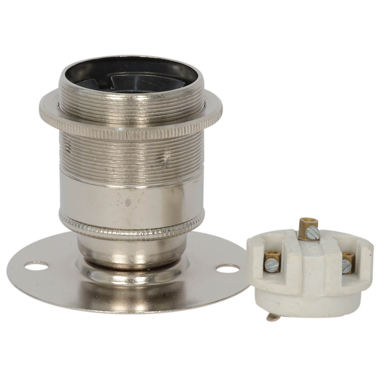 Aufbaufassung mit Stellring für Lampenschirm E27 Nickel