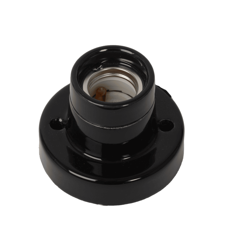 Aufbaufassung E27 Porzellan schwarz glanz Classic