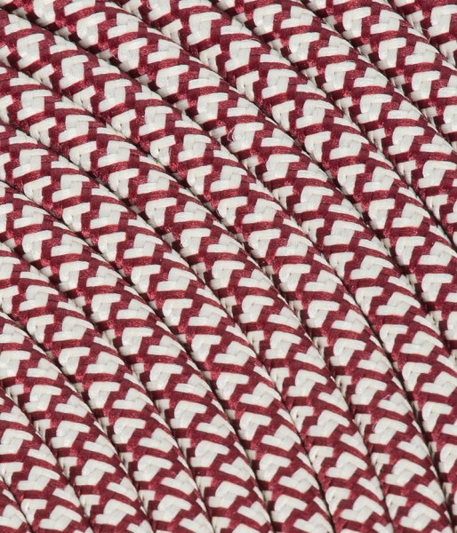 Textilkabel panna/bordeaux "Caro" TO501, 3 x 0,75mm²