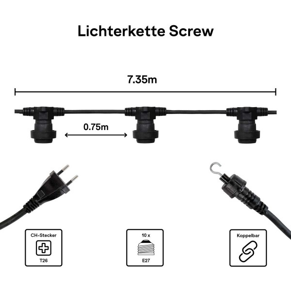 Lichterkette Modular "Screw" 7,35m IP65