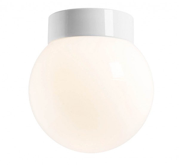 Wand- und Deckenleuchte Classic Globe 200 gerade Ø 123.5mm E27 IP44 glänzend opal | Ifö Electric