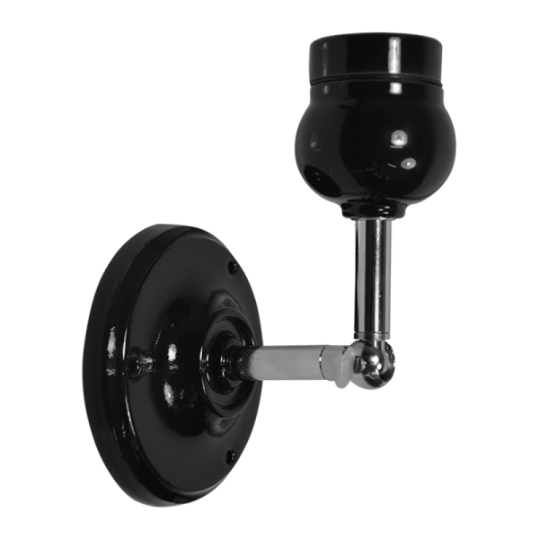 Wandleuchte "Fat Boy" Porzellan schwarz Chrome