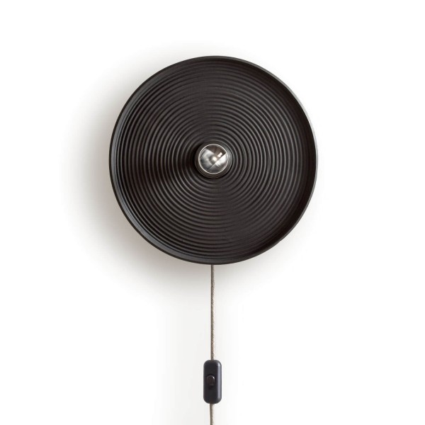Keramik Wandlampe Callisto mit Anschlusskabel - black natural | atelier mond