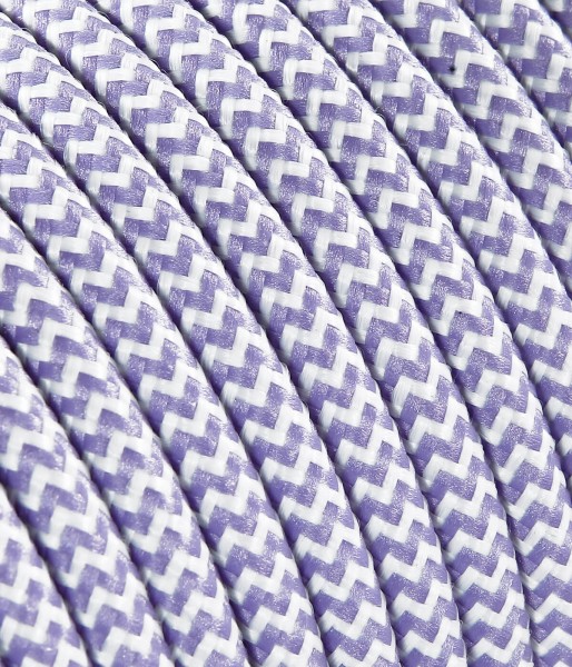Textilkabel lila/weiss "Zick-Zack" TO104, 3 x 0,75mm²